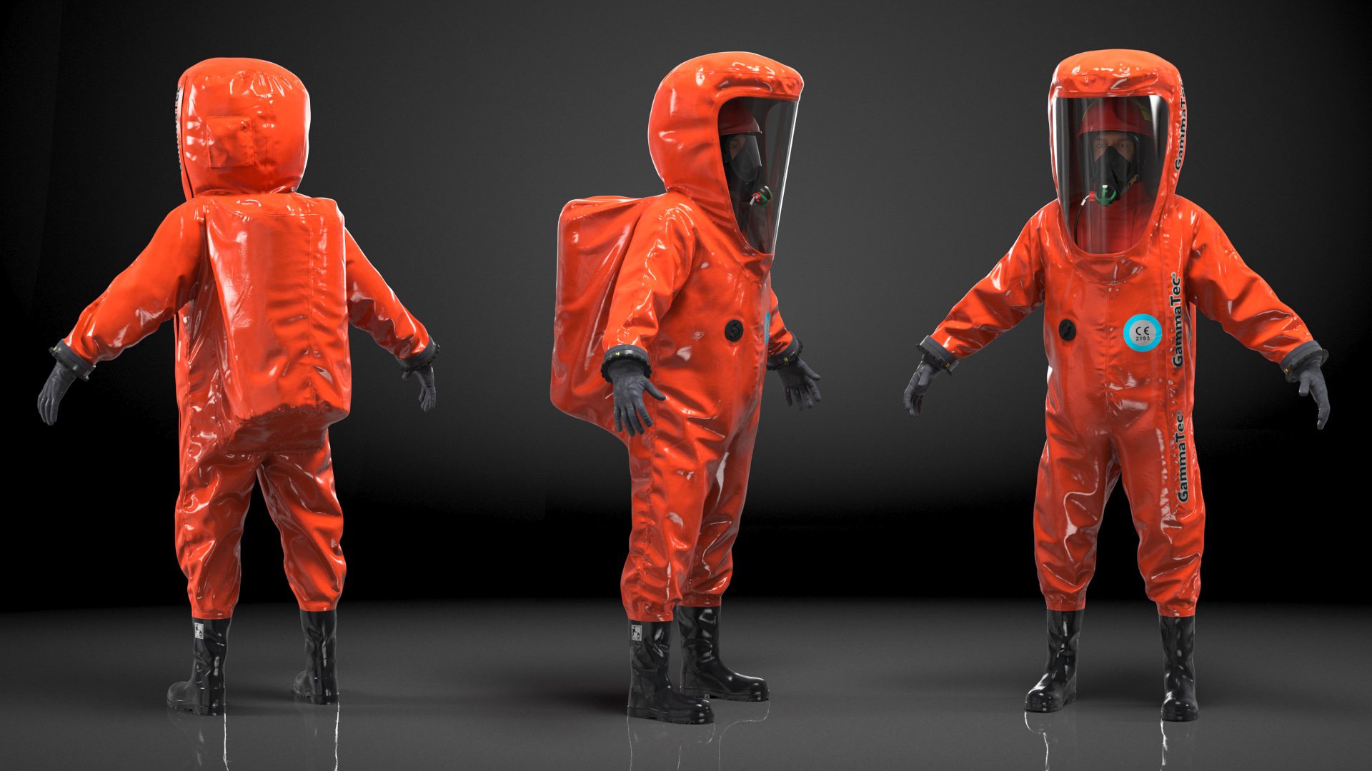 Heavy Duty Chemical Protective Suit Neutral Pose Red 3D