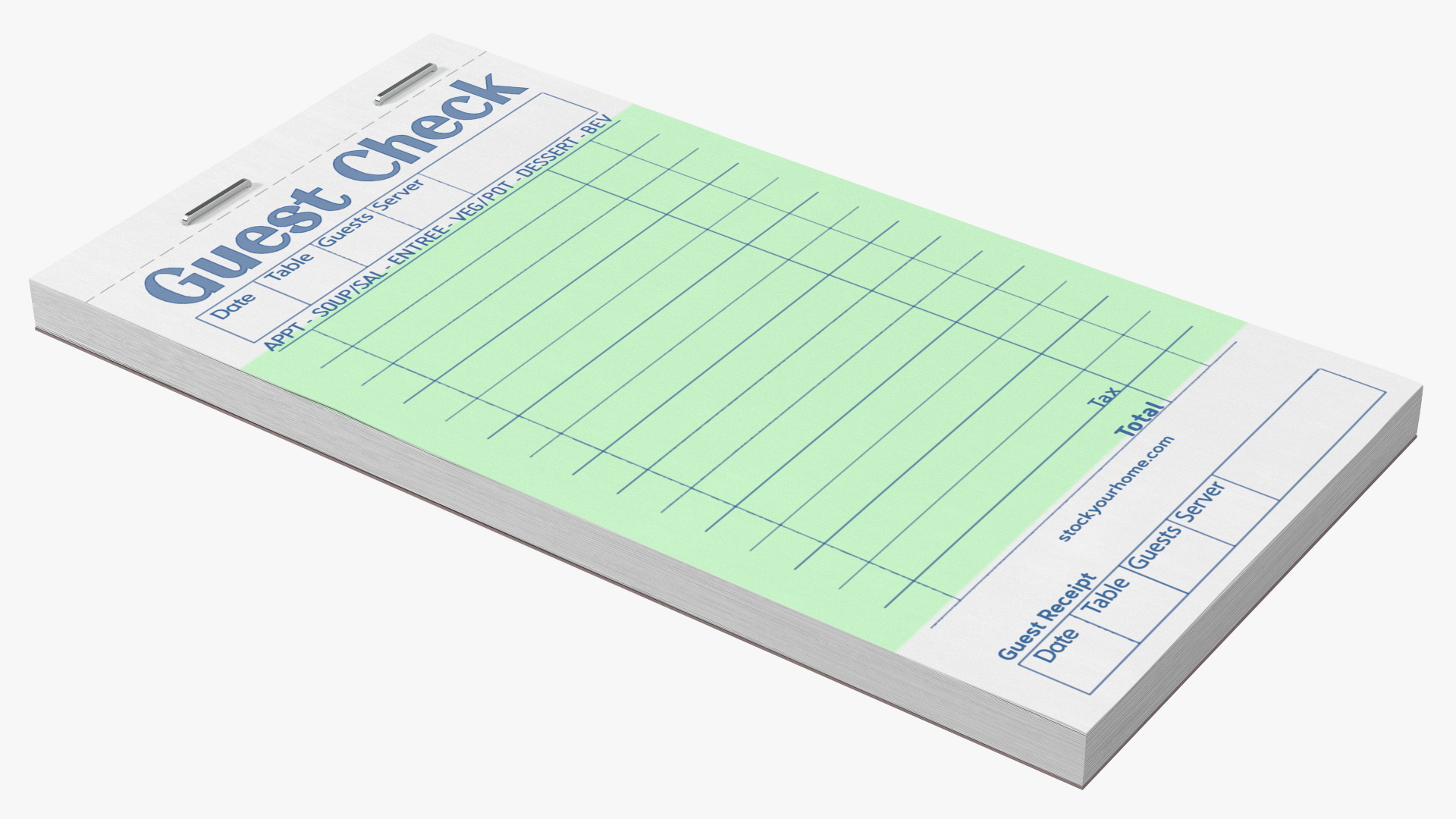 Blank Guest Check Book 3D