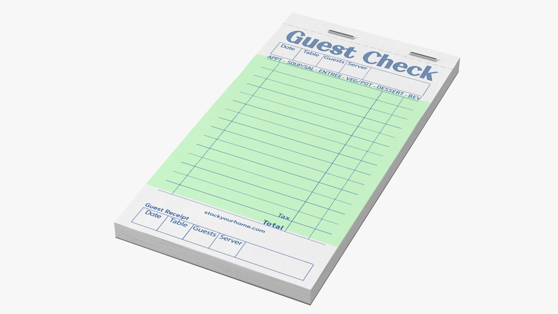 Blank Guest Check Book 3D