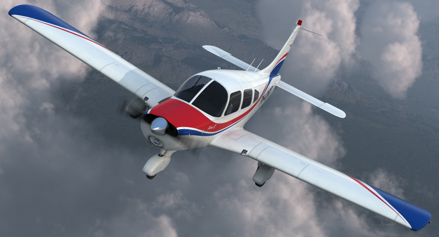 Light Aircraft Piper PA 28 161 Warrior III Rigged 3D model