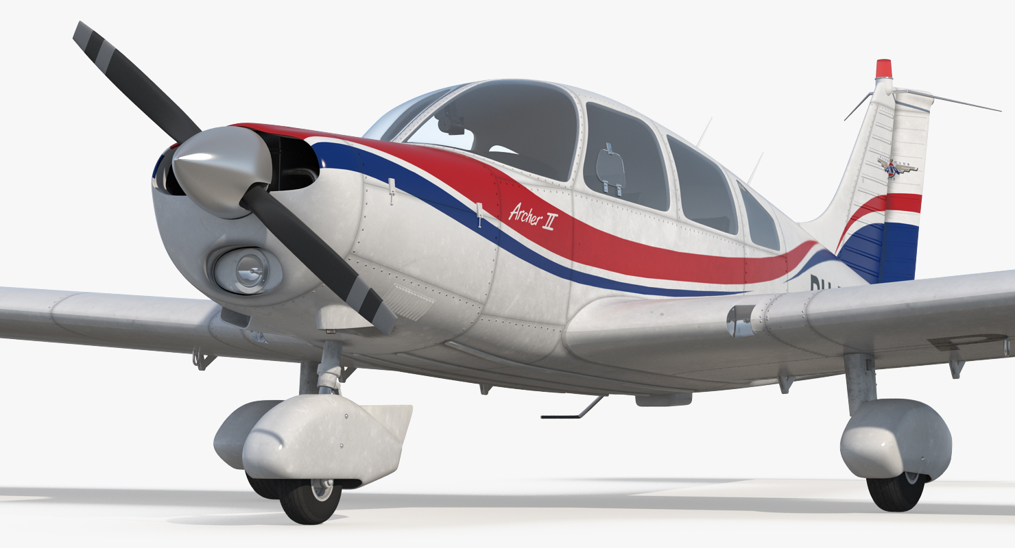 Light Aircraft Piper PA 28 161 Warrior III Rigged 3D model