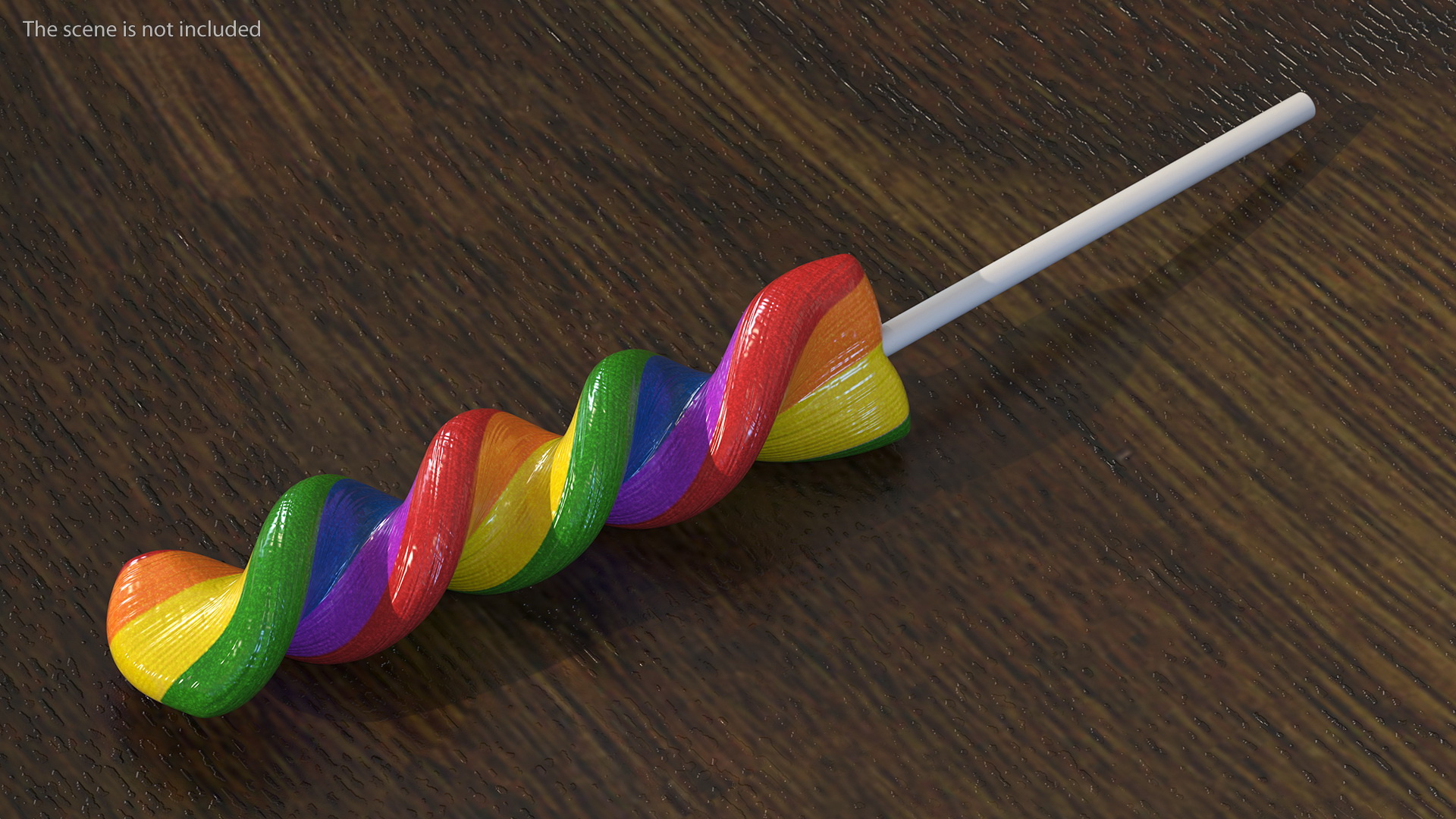 Striped Lollipop on a Stick 3D