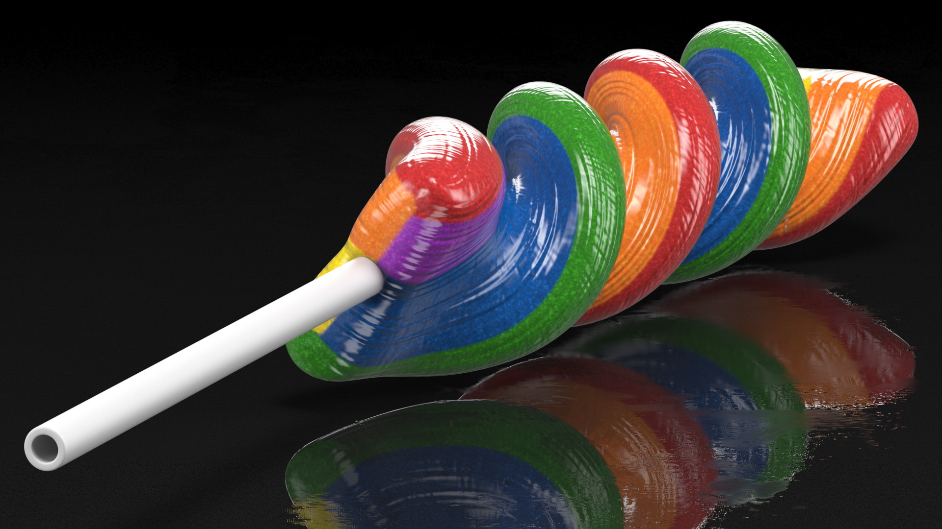 Striped Lollipop on a Stick 3D