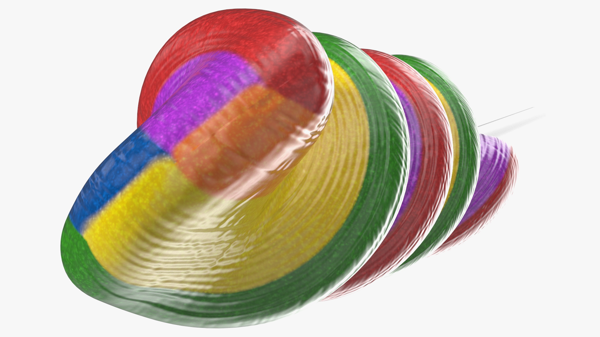 Striped Lollipop on a Stick 3D