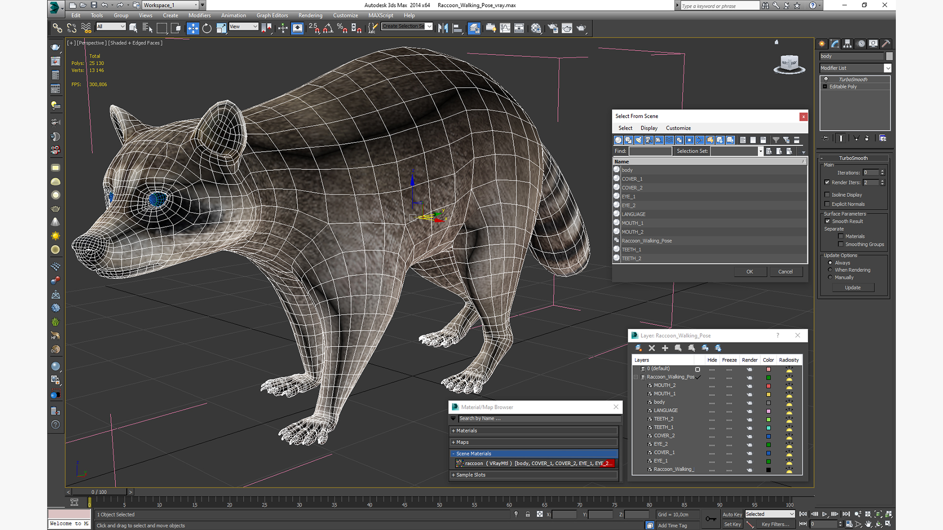 3D model Raccoon Walking Pose