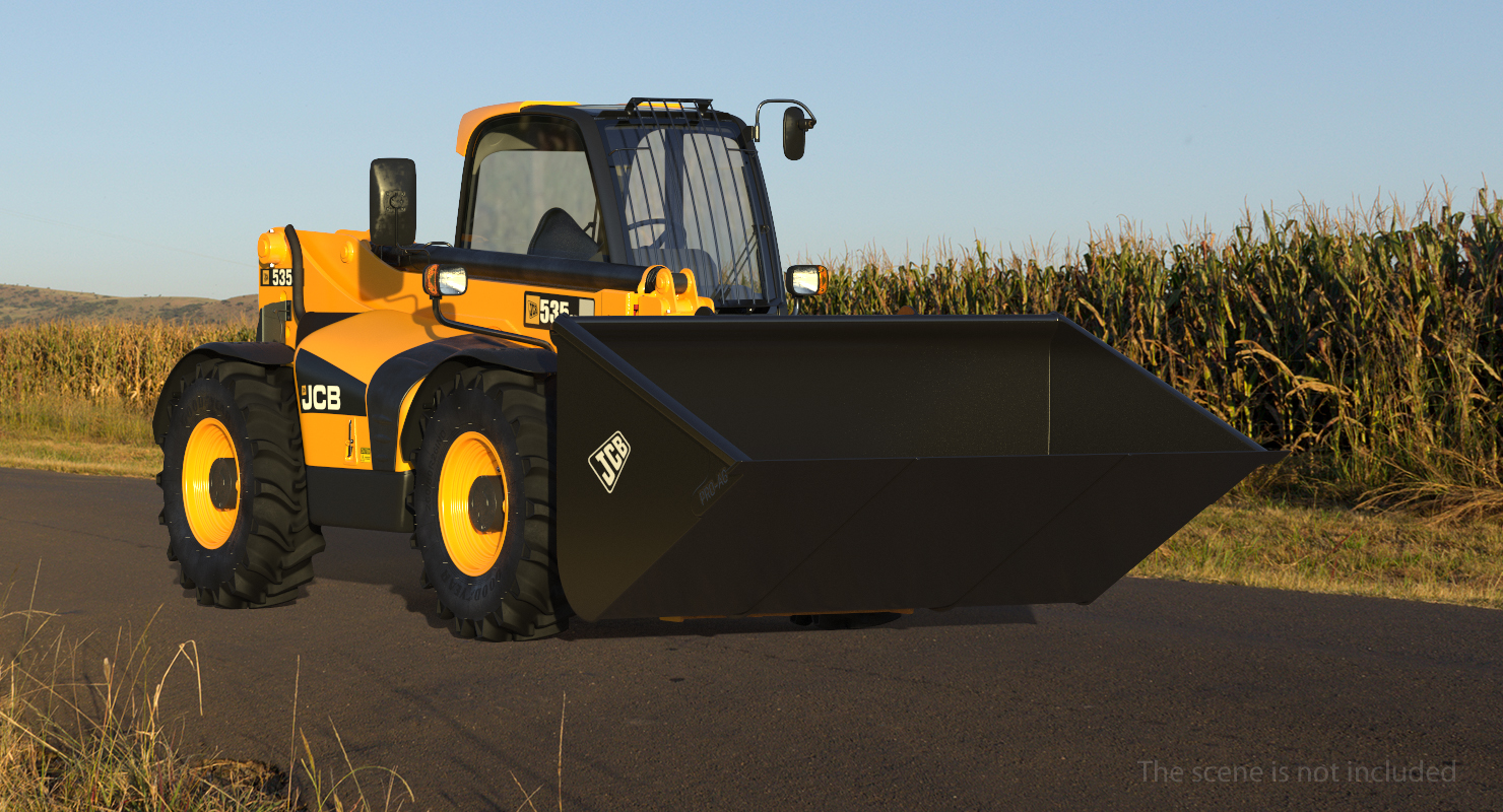 Telehandler Scoop Bucket JCB 535 Rigged 3D model