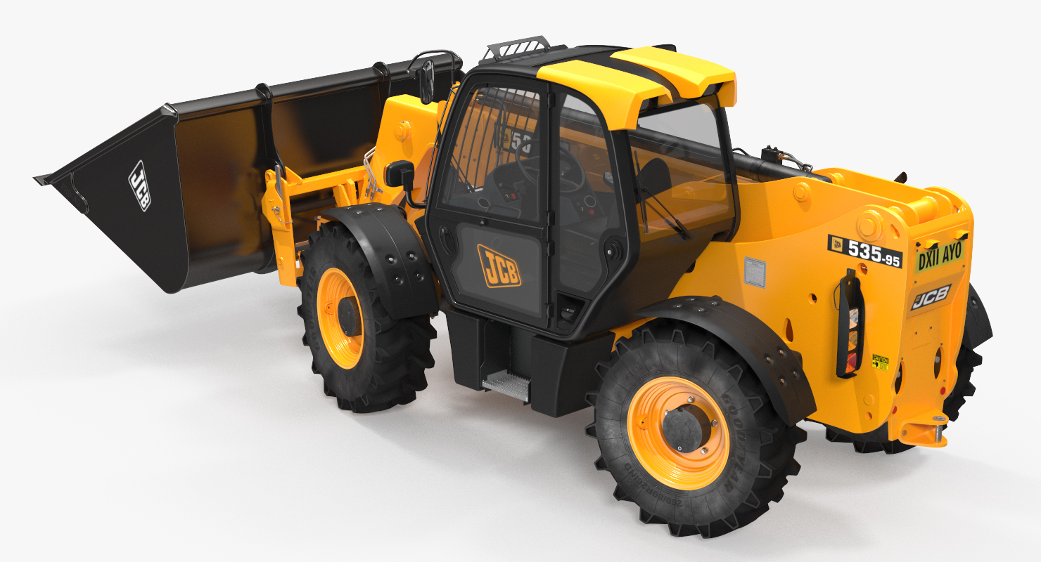 Telehandler Scoop Bucket JCB 535 Rigged 3D model