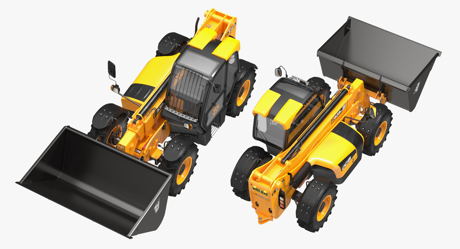 Telehandler Scoop Bucket JCB 535 Rigged 3D model