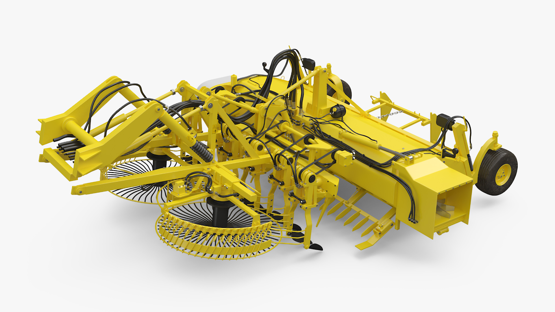 3D Farm Beet Harvester Tool Yellow Rigged model