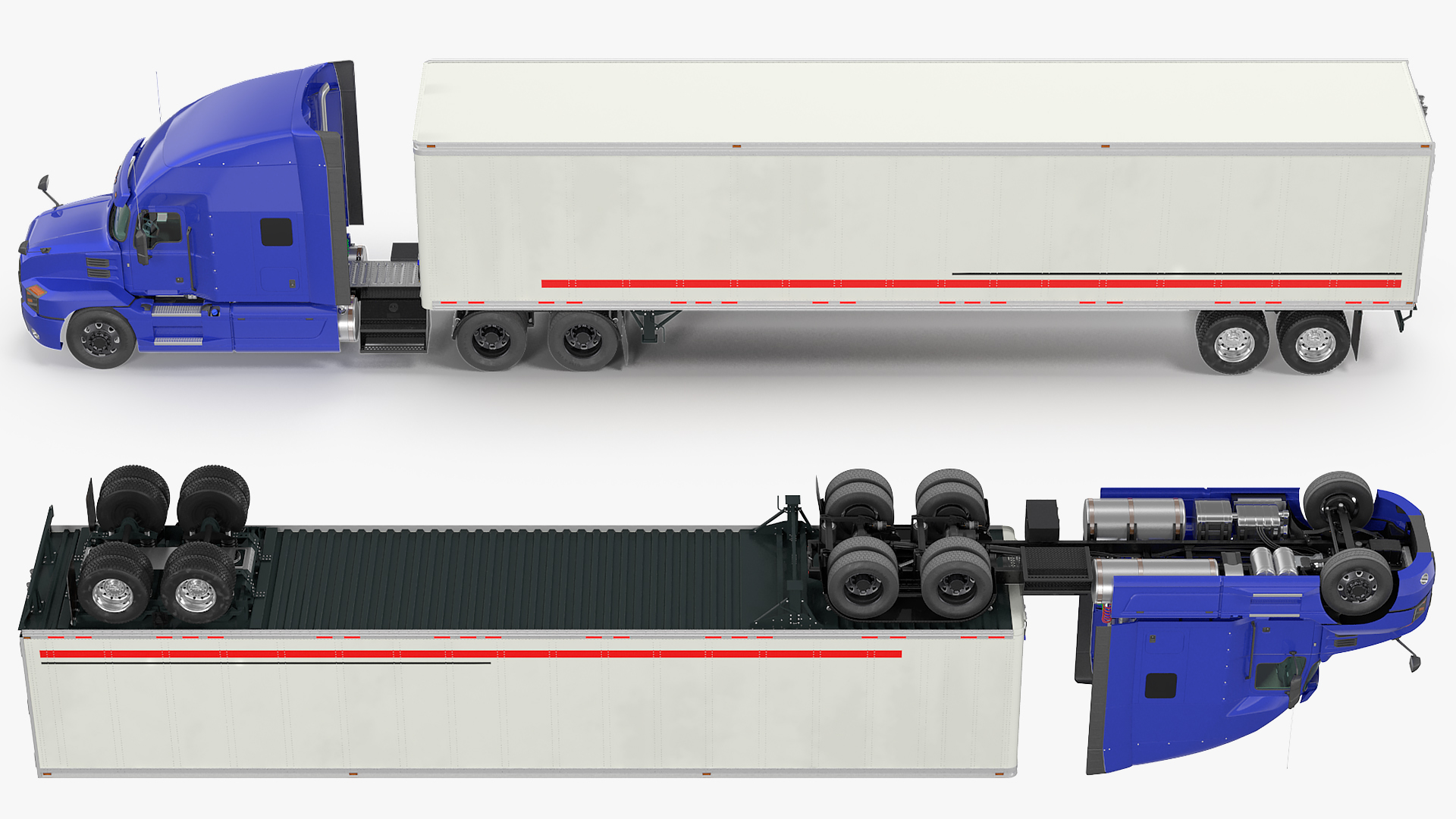 3D Semi Truck with Trailer Generic Rigged model