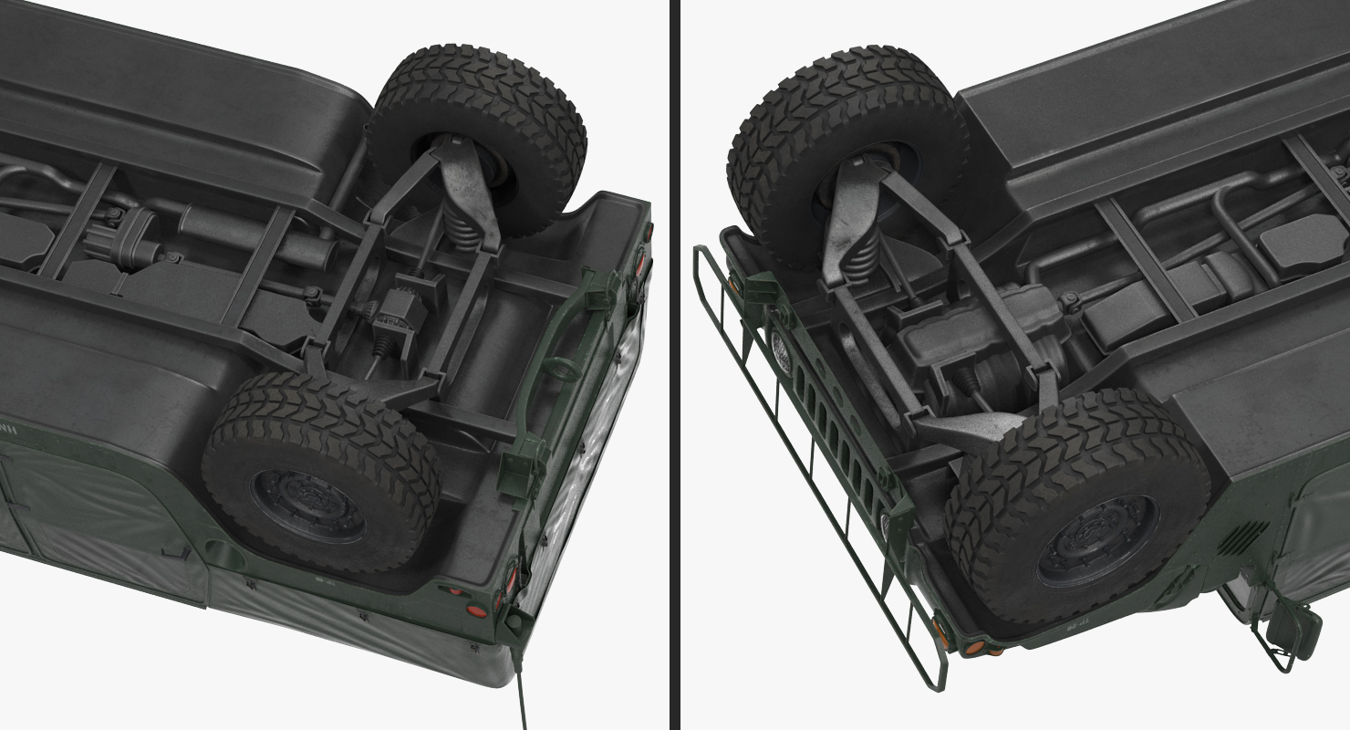 3D Soft Top Military Car HMMWV m1035 Rigged Green