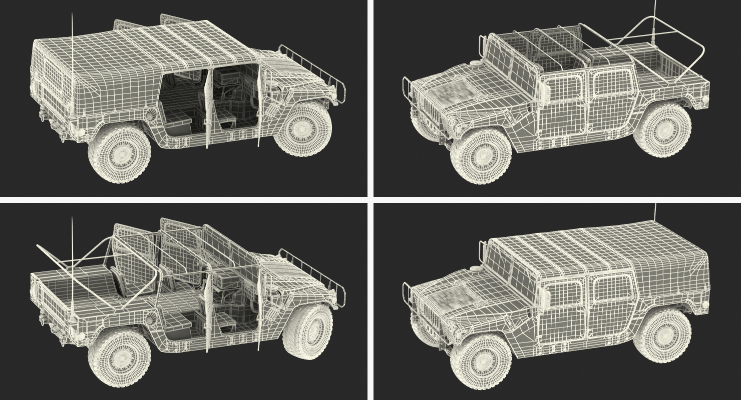 3D Soft Top Military Car HMMWV m1035 Rigged Green