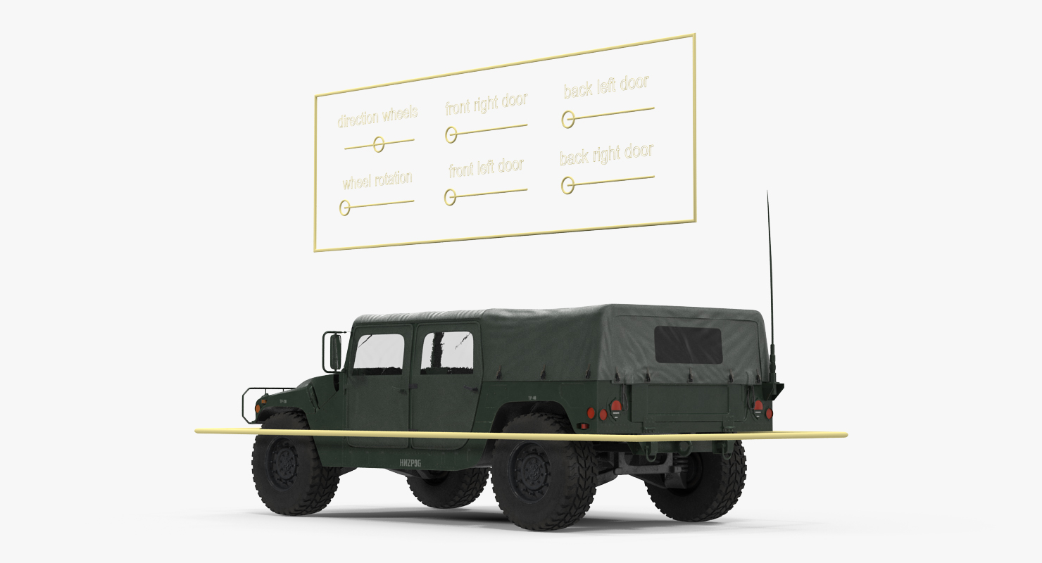 3D Soft Top Military Car HMMWV m1035 Rigged Green