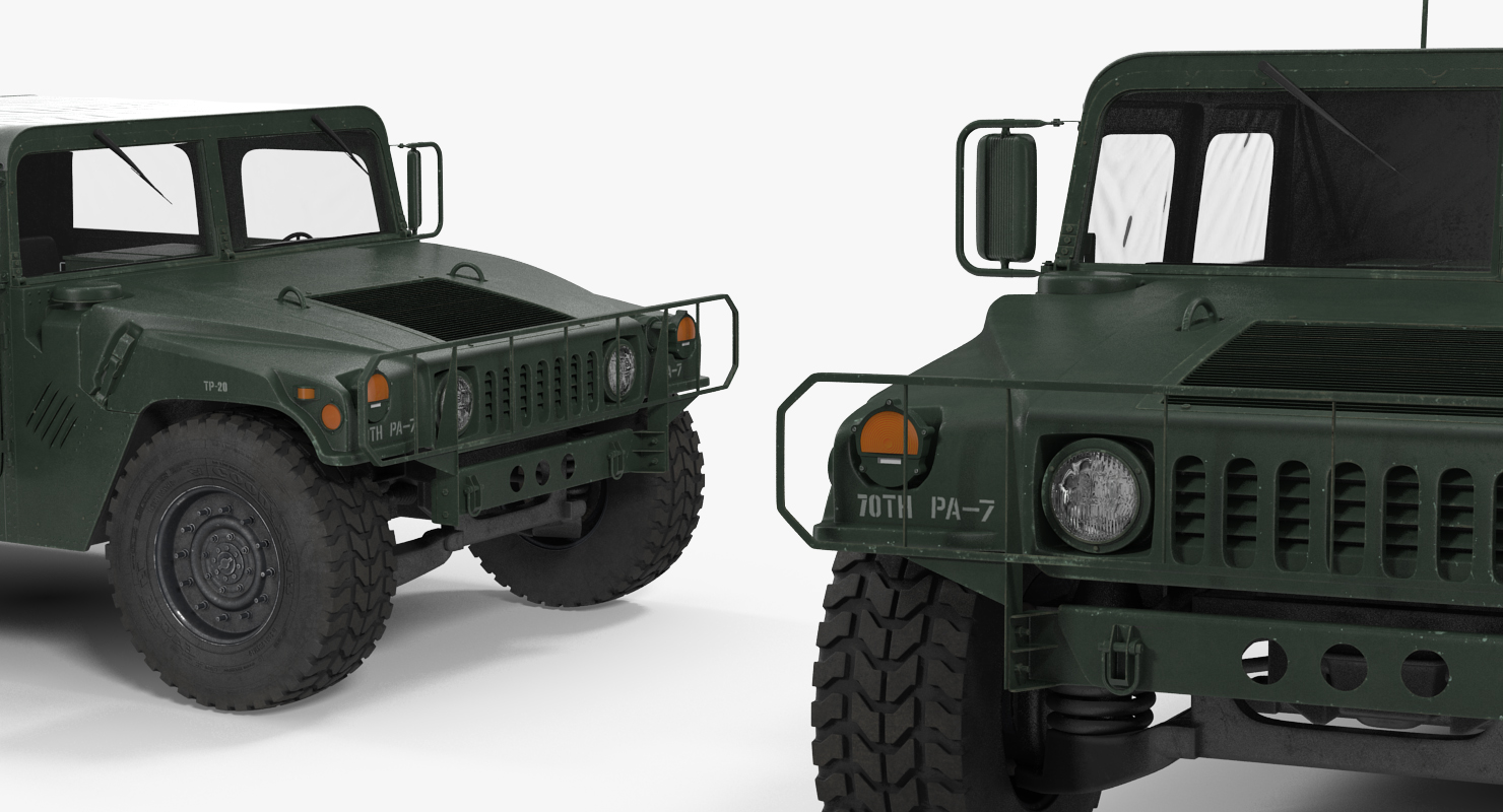 3D Soft Top Military Car HMMWV m1035 Rigged Green