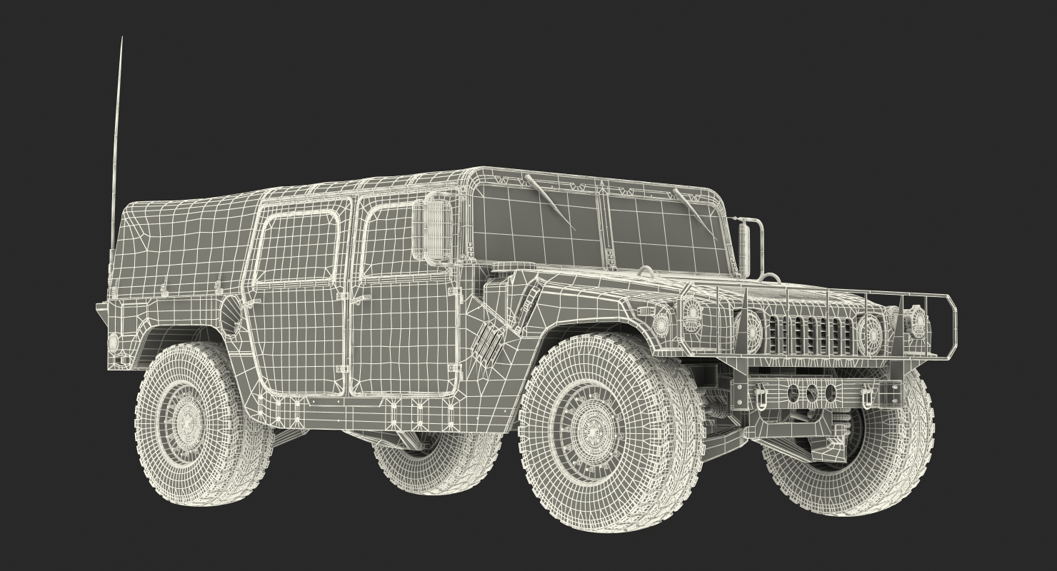 3D Soft Top Military Car HMMWV m1035 Rigged Green