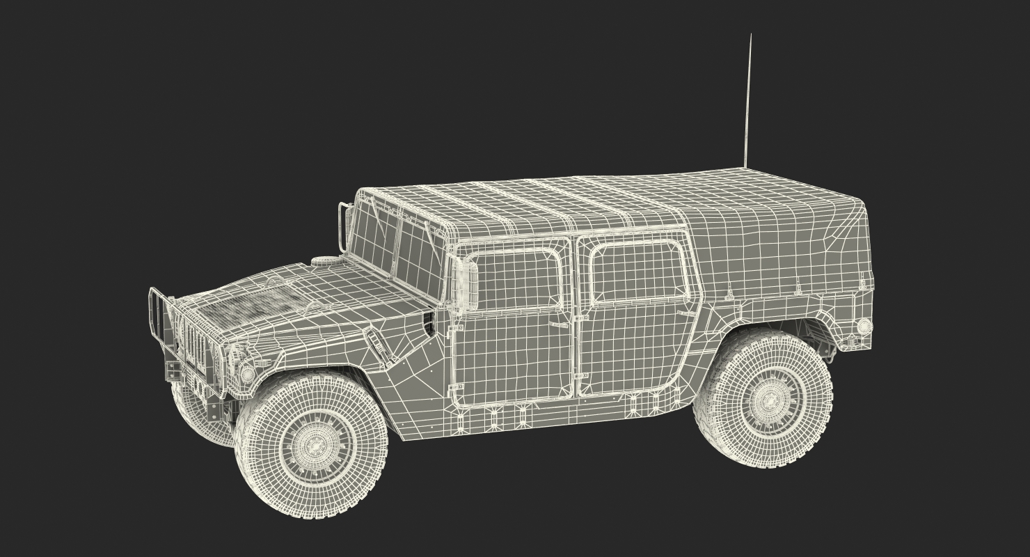 3D Soft Top Military Car HMMWV m1035 Rigged Green