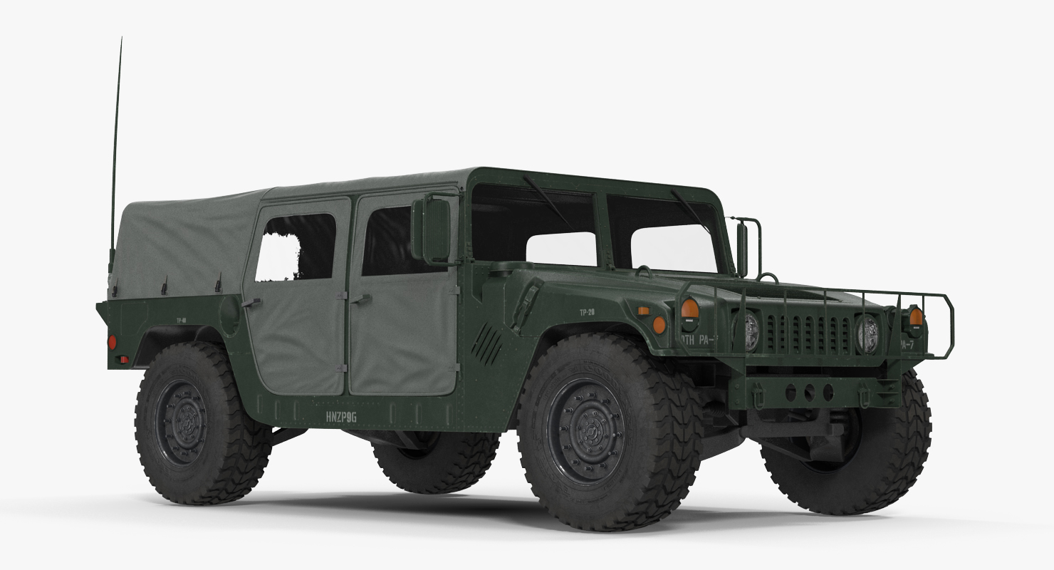 3D Soft Top Military Car HMMWV m1035 Rigged Green