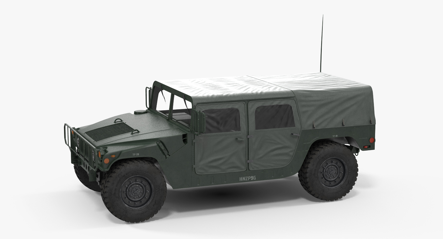 3D Soft Top Military Car HMMWV m1035 Rigged Green