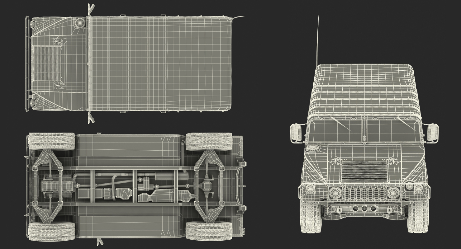 3D Soft Top Military Car HMMWV m1035 Rigged Green