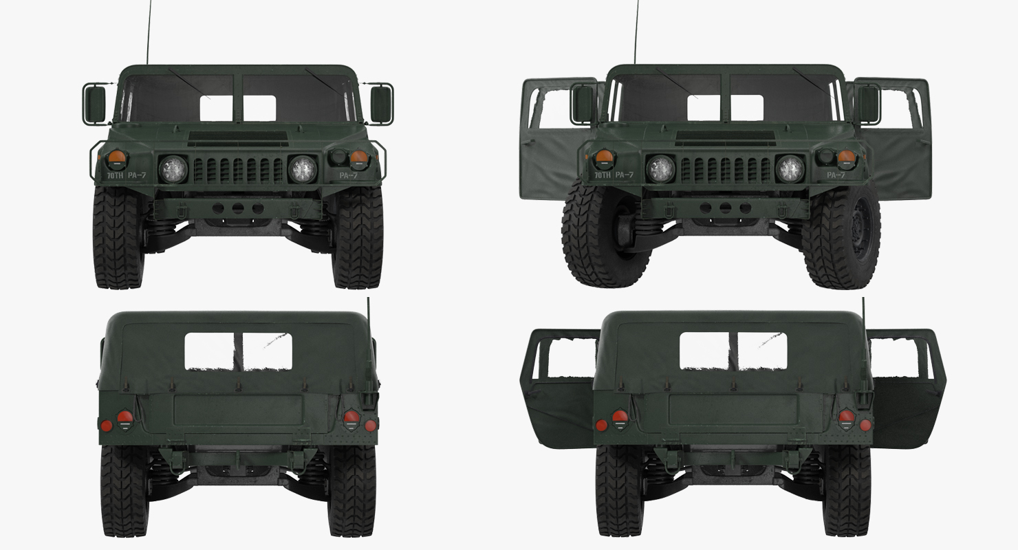 3D Soft Top Military Car HMMWV m1035 Rigged Green