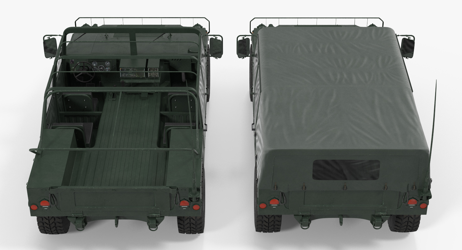 3D Soft Top Military Car HMMWV m1035 Rigged Green