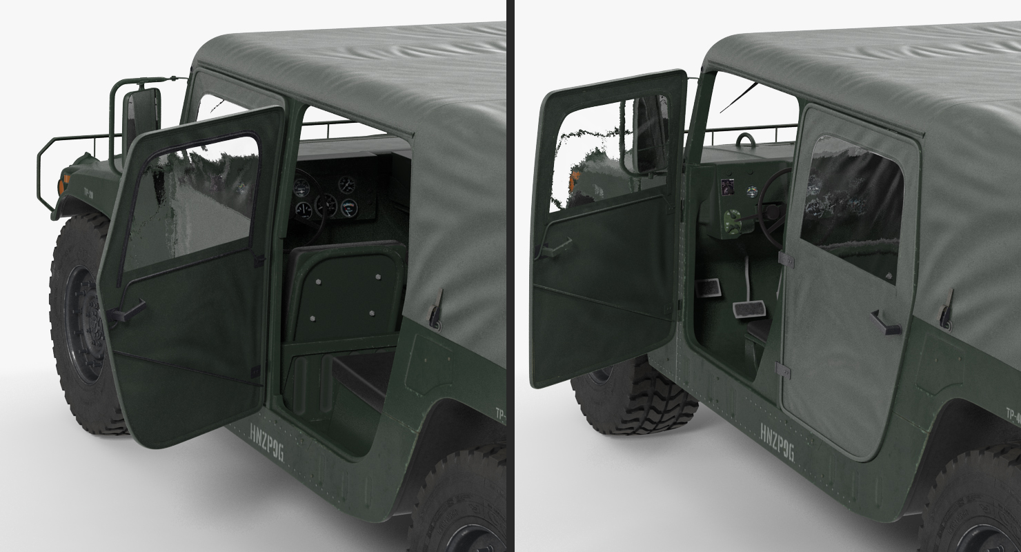 3D Soft Top Military Car HMMWV m1035 Rigged Green