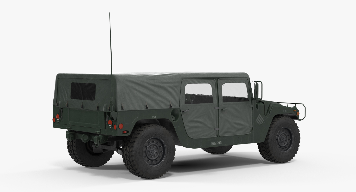 3D Soft Top Military Car HMMWV m1035 Rigged Green