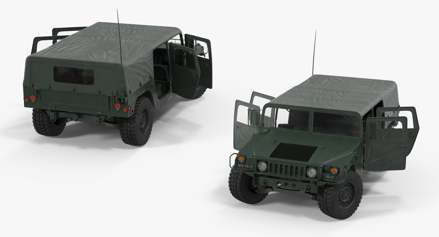 3D Soft Top Military Car HMMWV m1035 Rigged Green