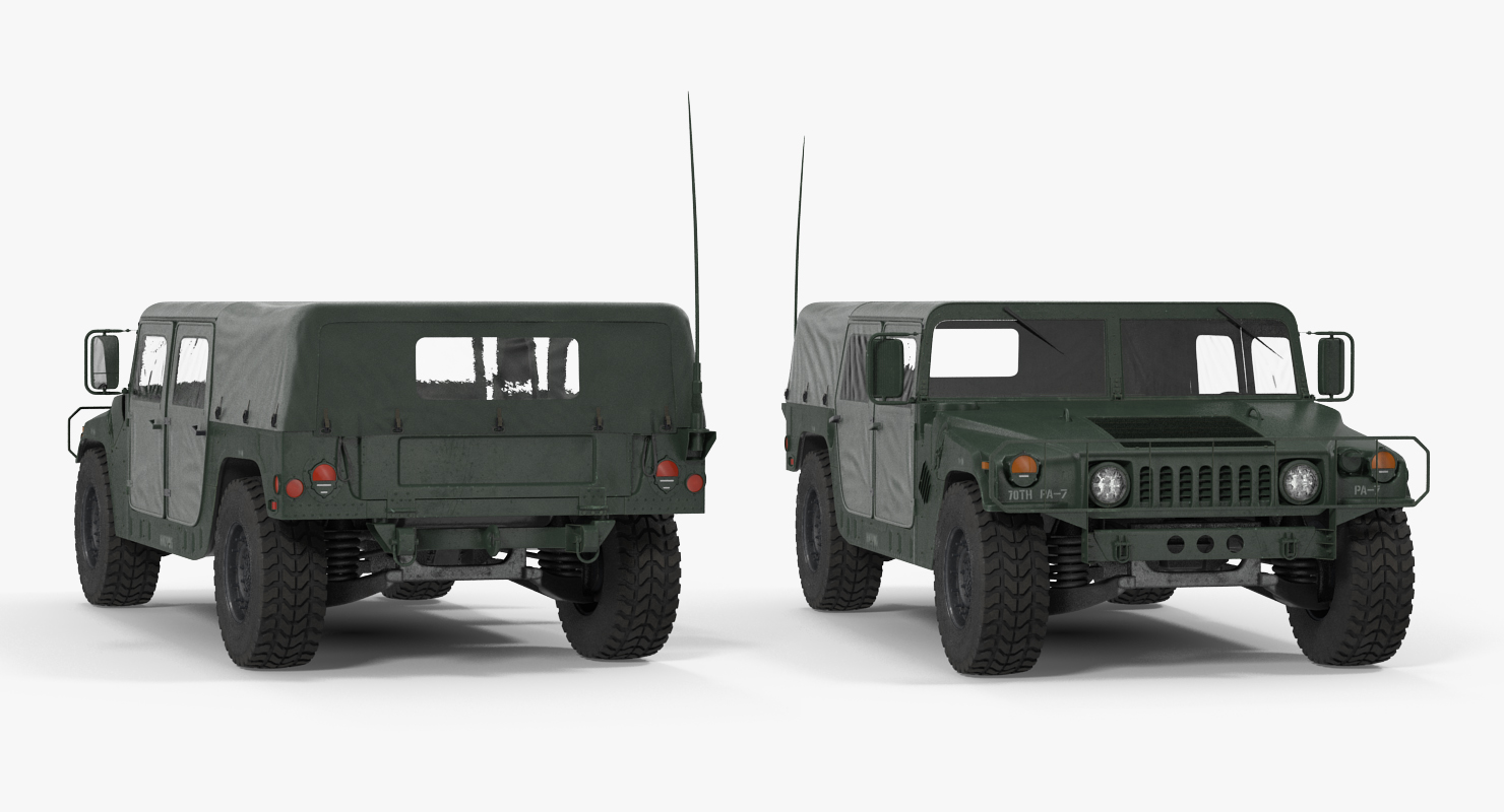 3D Soft Top Military Car HMMWV m1035 Rigged Green