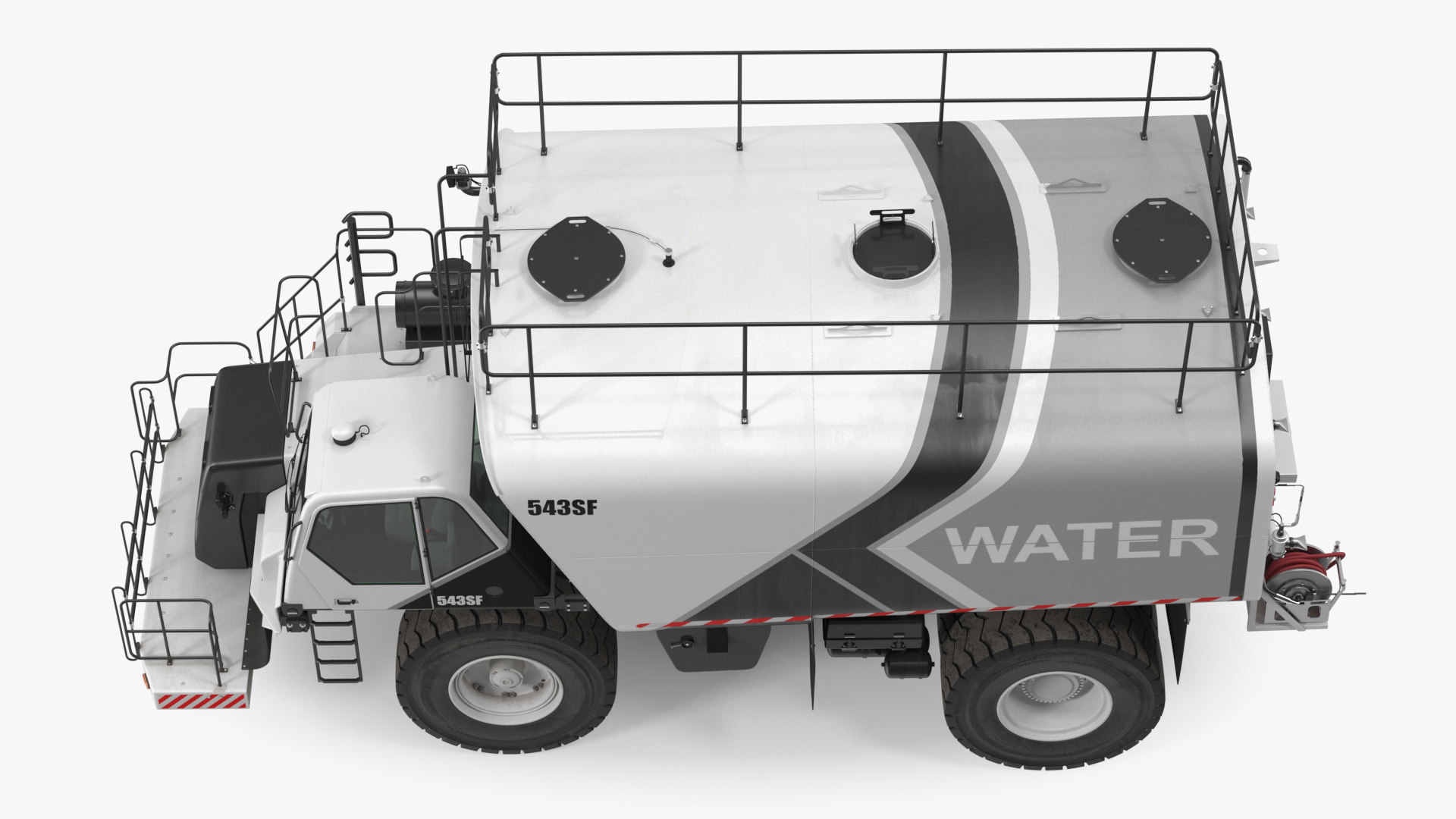 3D White Construction Truck with Grey Water Tank Rigged for Cinema 4D