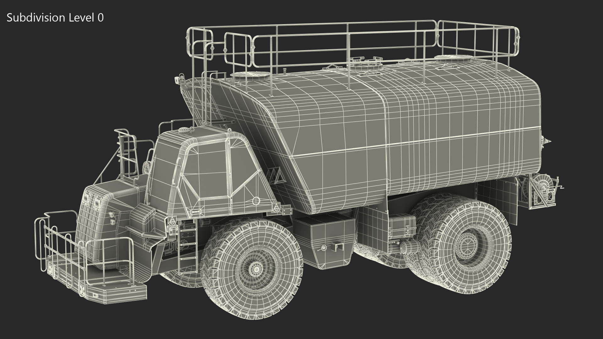 3D White Construction Truck with Grey Water Tank Rigged for Cinema 4D