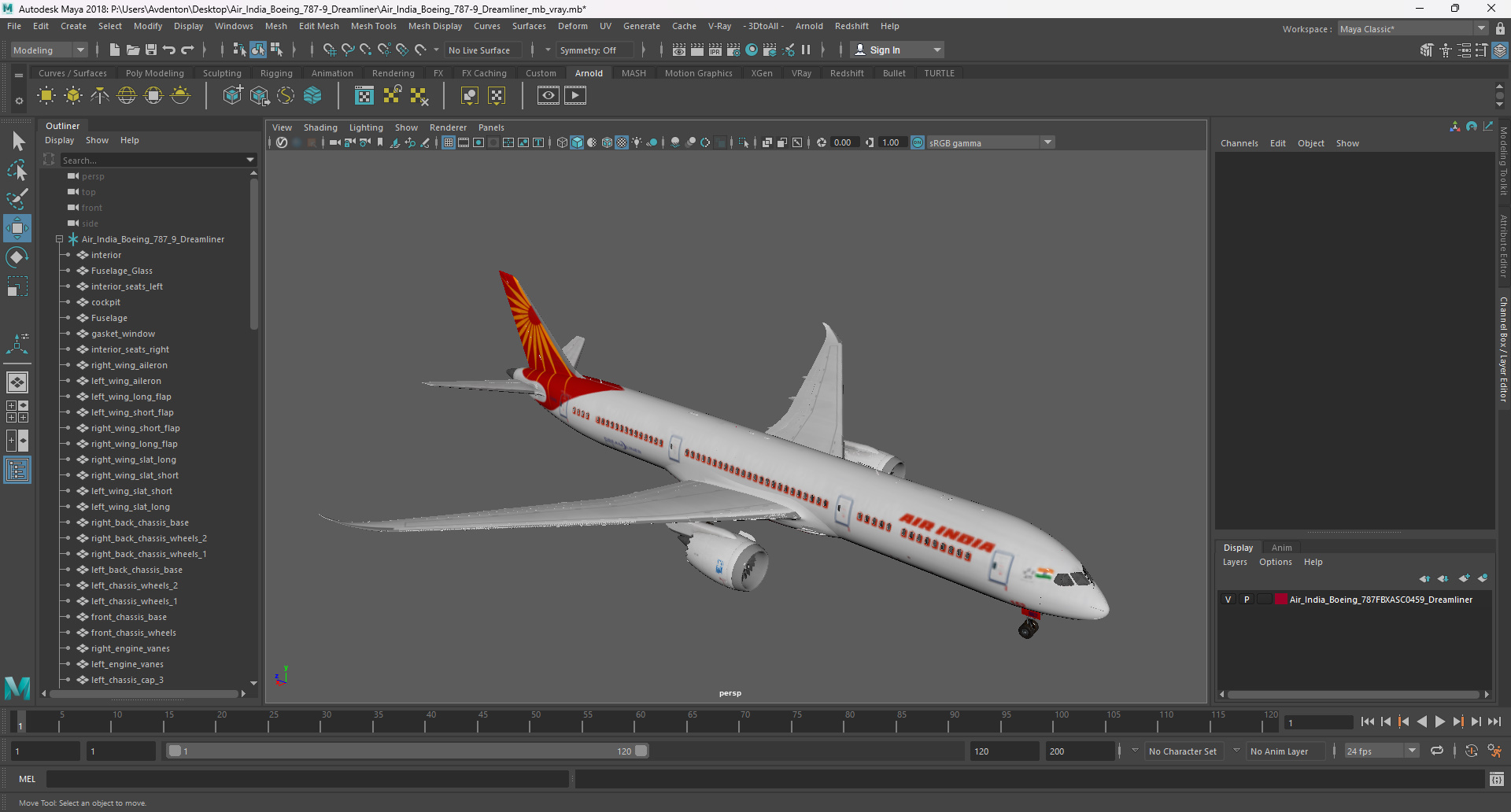 3D Air India Boeing 787-9 Dreamliner model