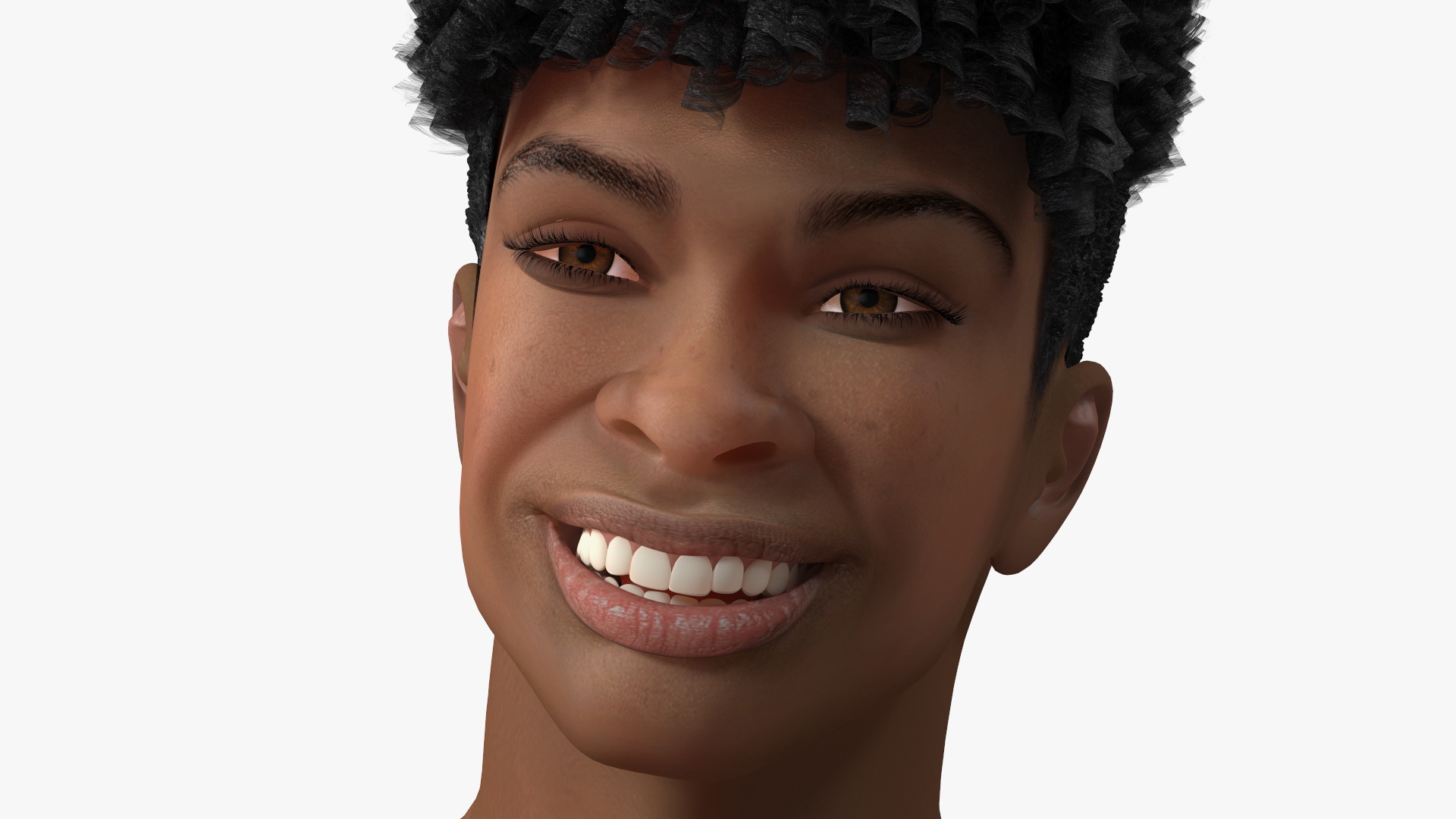 3D Light Skin Young Man Smiling Pose model