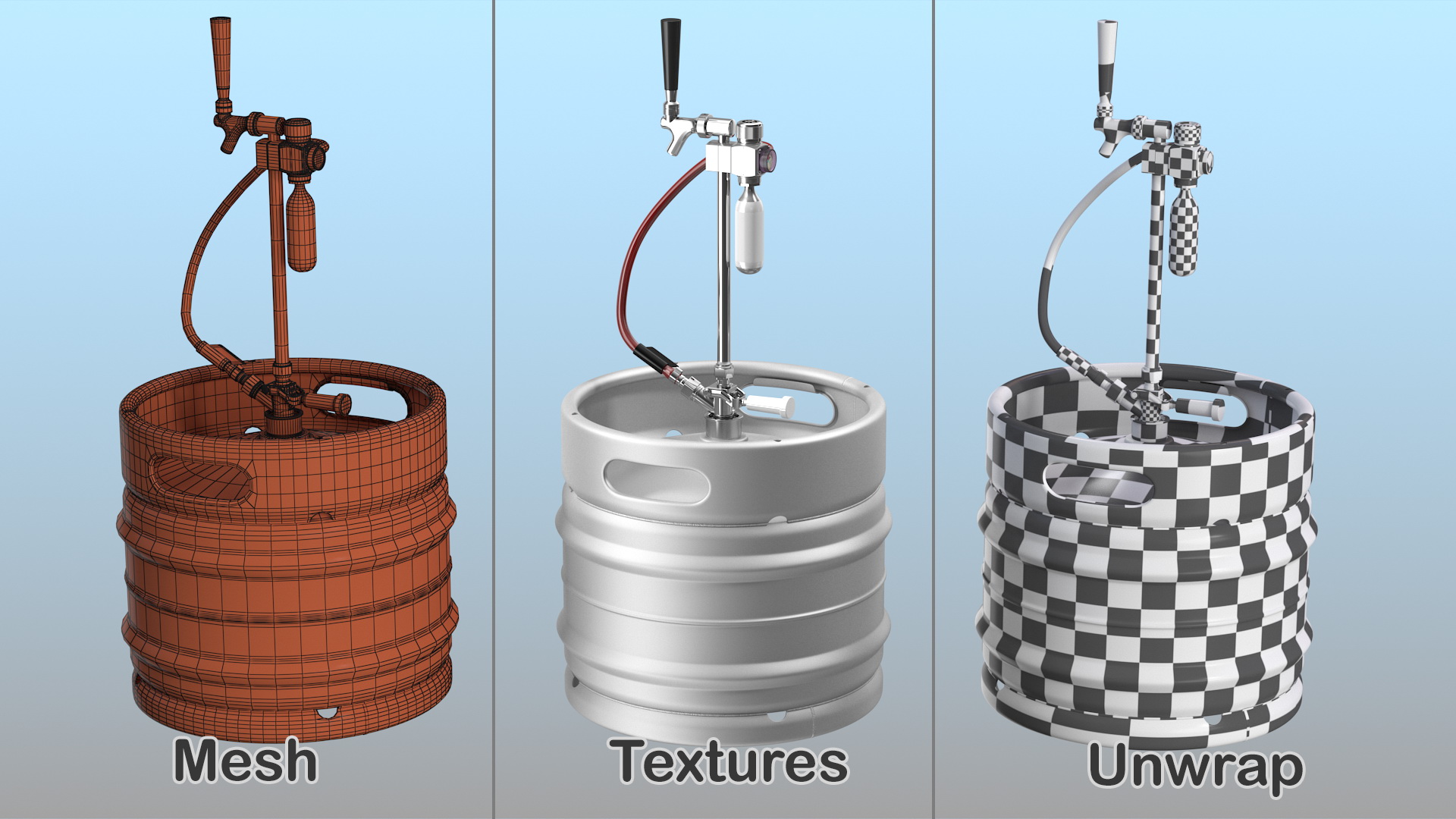 3D model Beer Keg 30L with Portable Tap