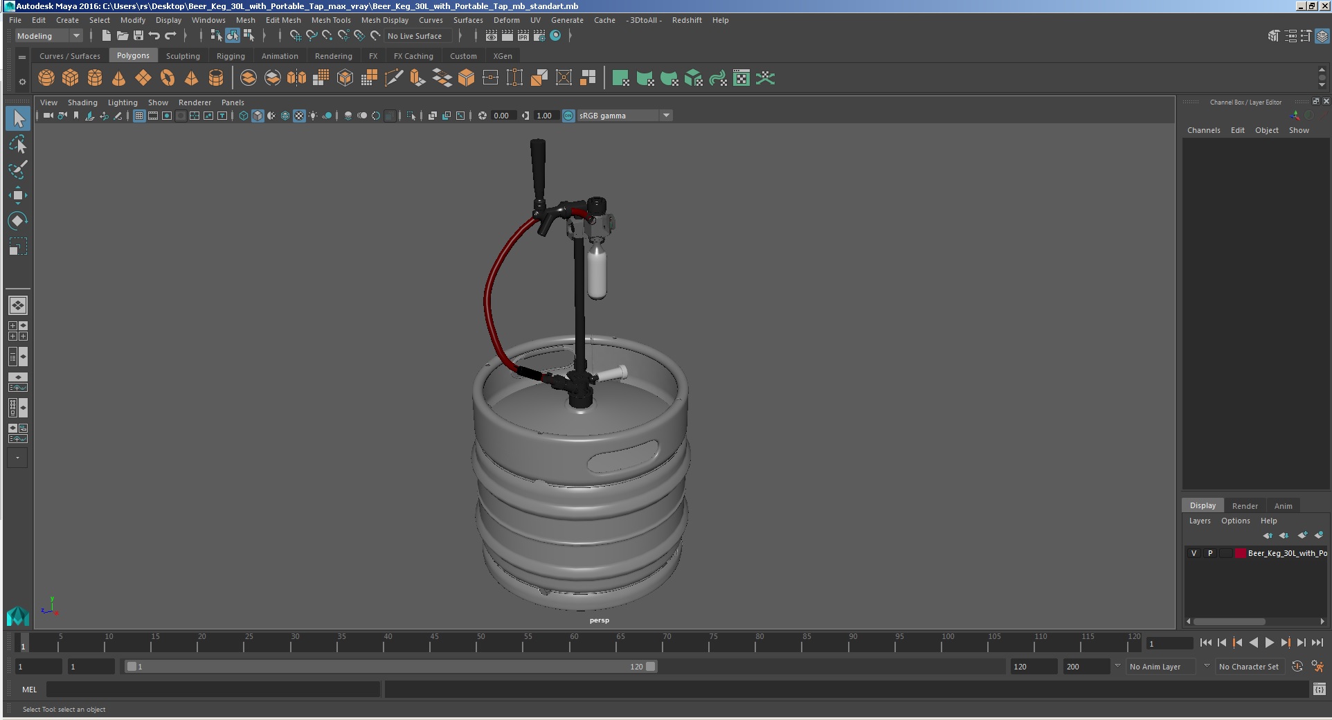 3D model Beer Keg 30L with Portable Tap