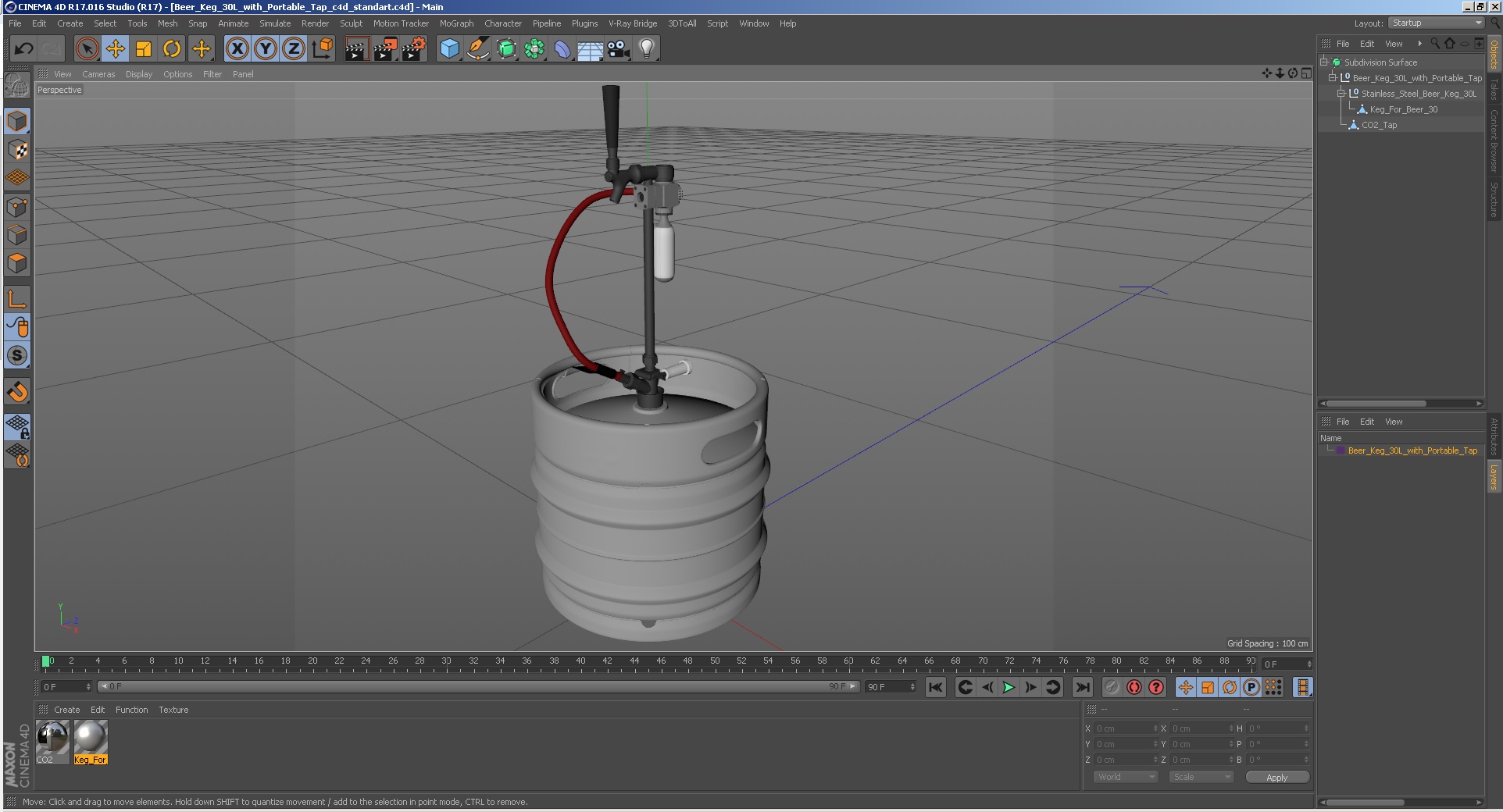 3D model Beer Keg 30L with Portable Tap