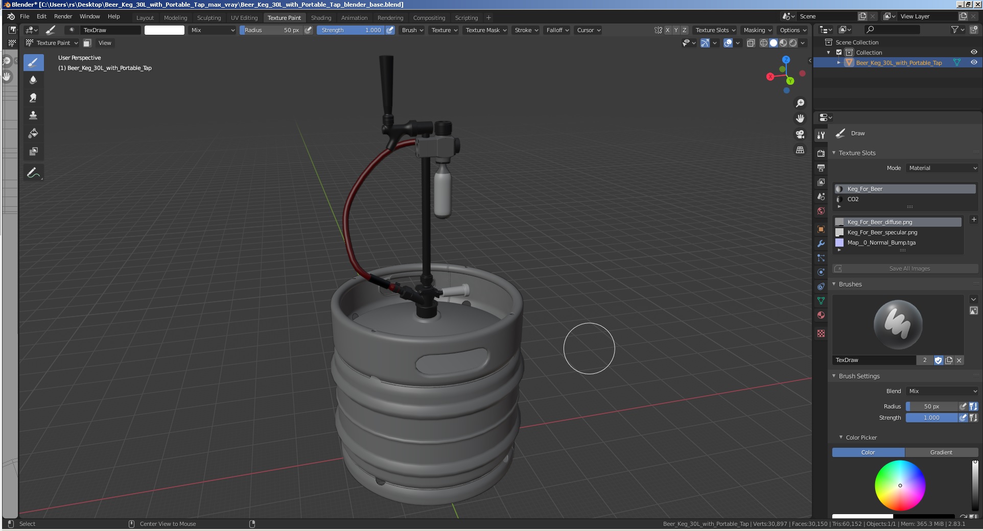 3D model Beer Keg 30L with Portable Tap