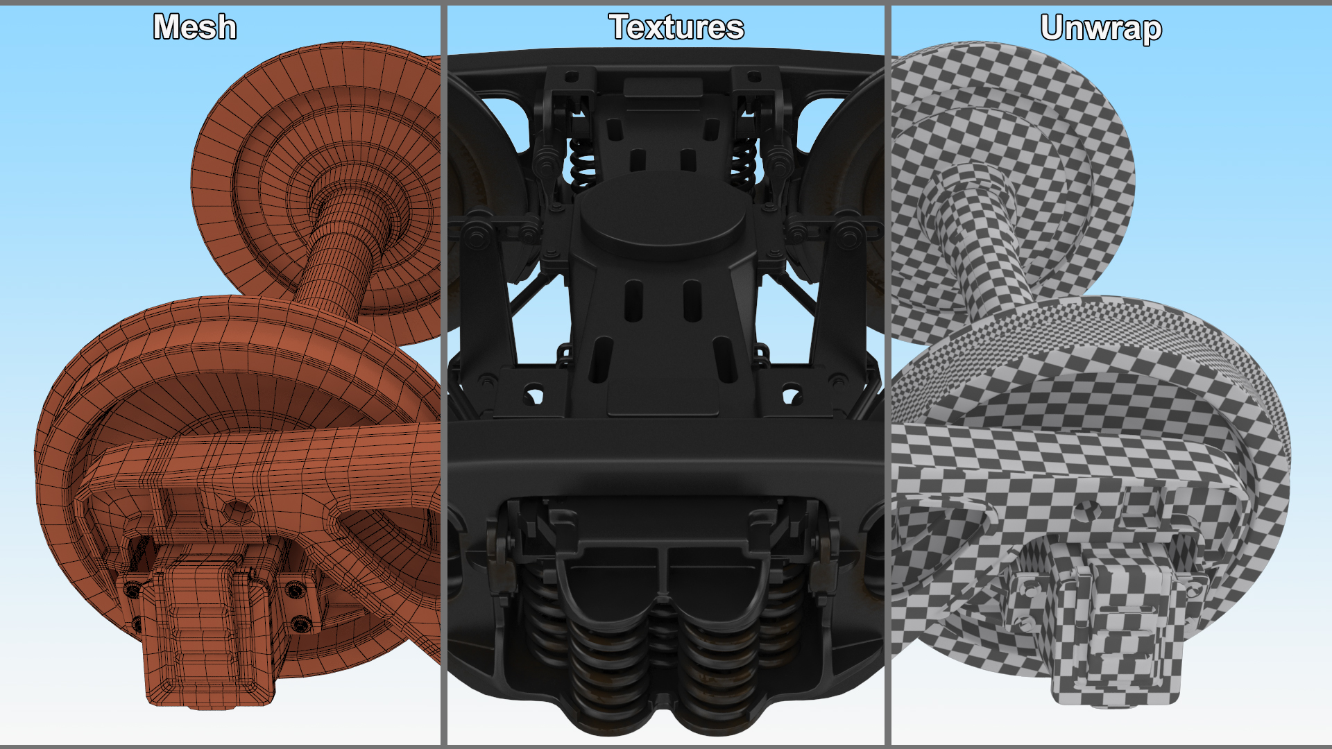 3D model Train Wheel Undercarriage