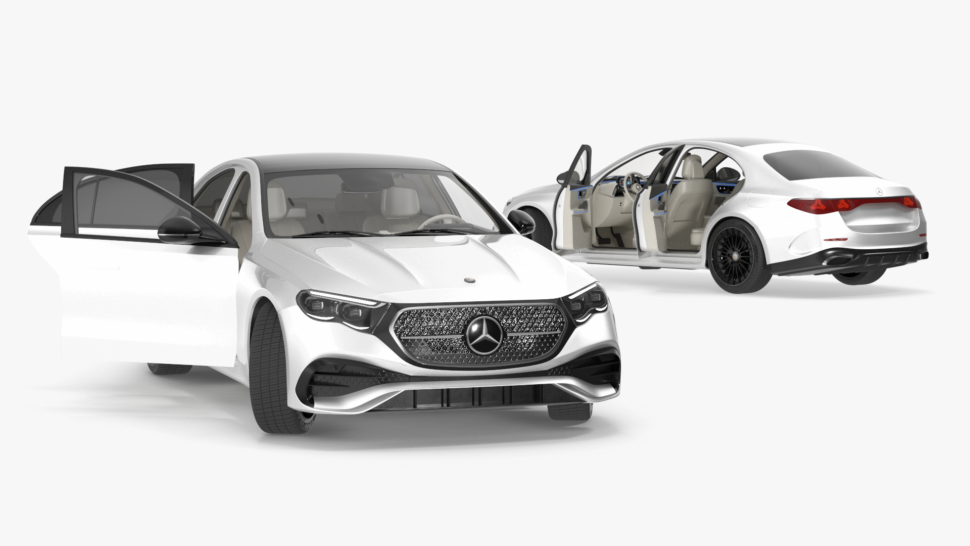 3D New E-Class Mercedes 2023 White Rigged model