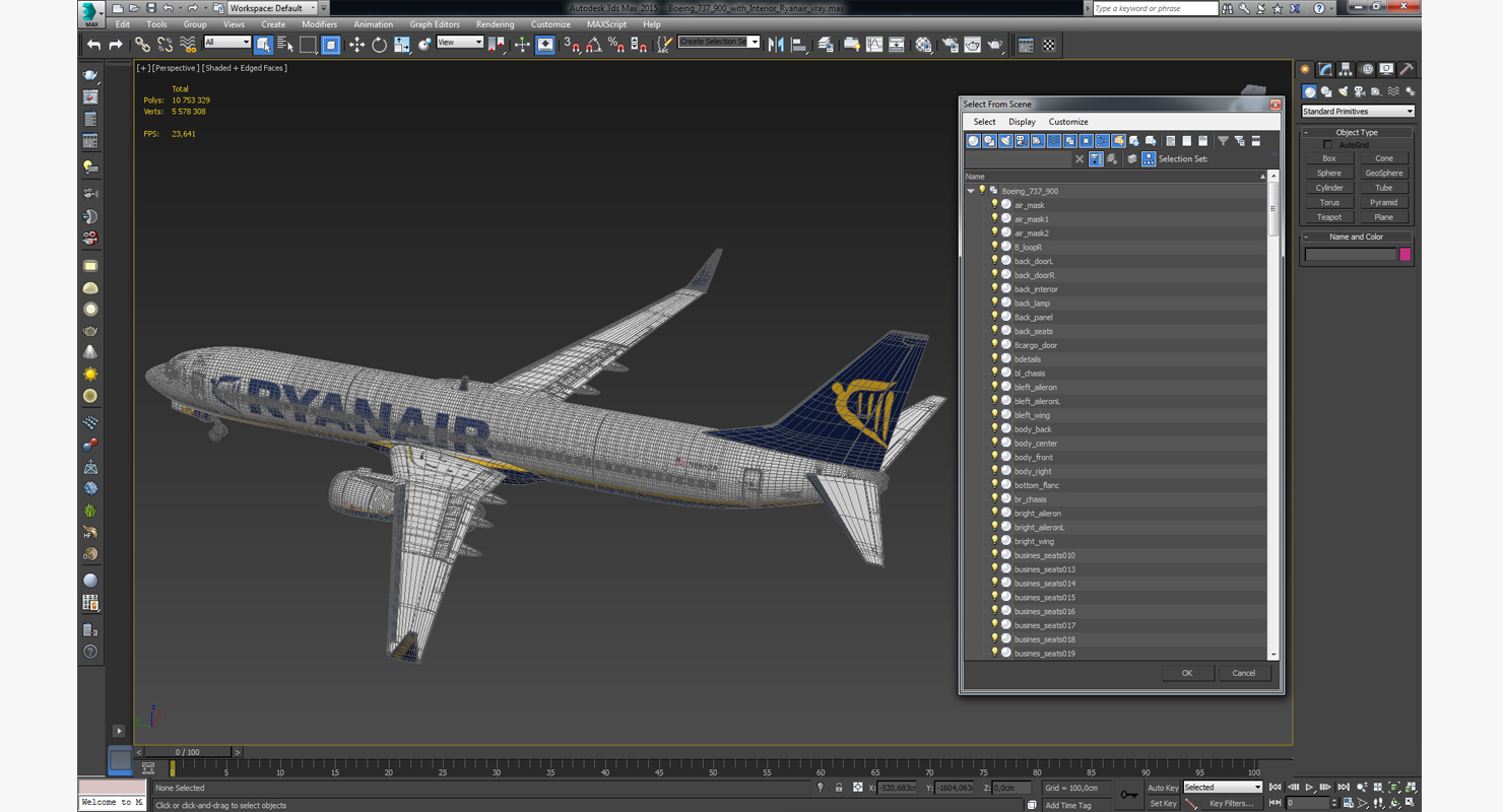 3D Boeing 737 900 with Interior Ryanair