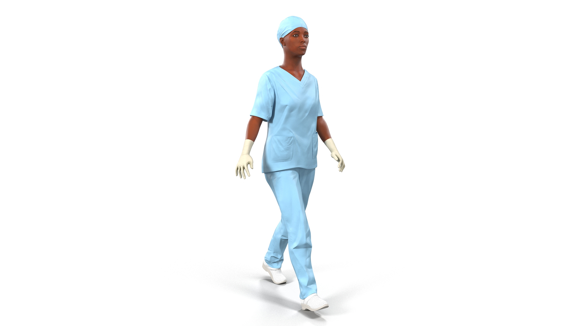 3D model Female Nurse in Scrubs with Bloodstains Rigged Fur