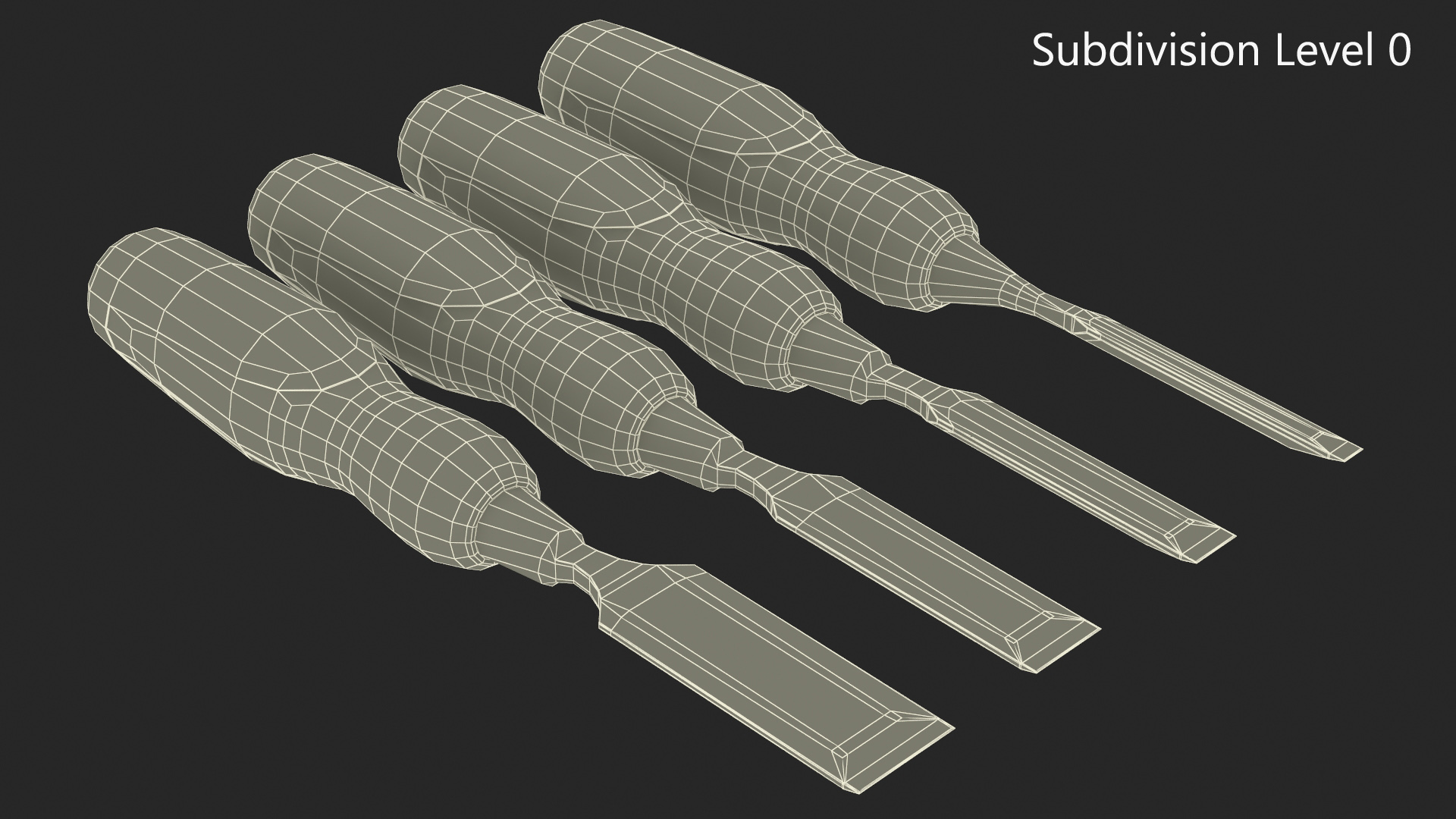 3D Wood Chisel Set 4 piece model