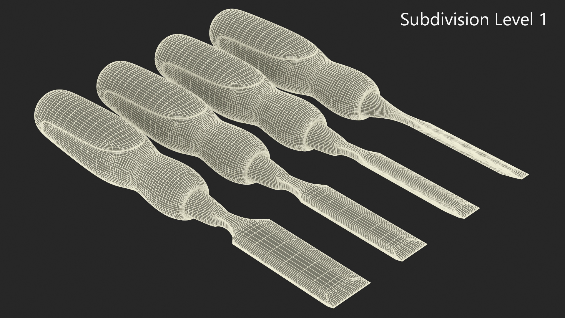 3D Wood Chisel Set 4 piece model