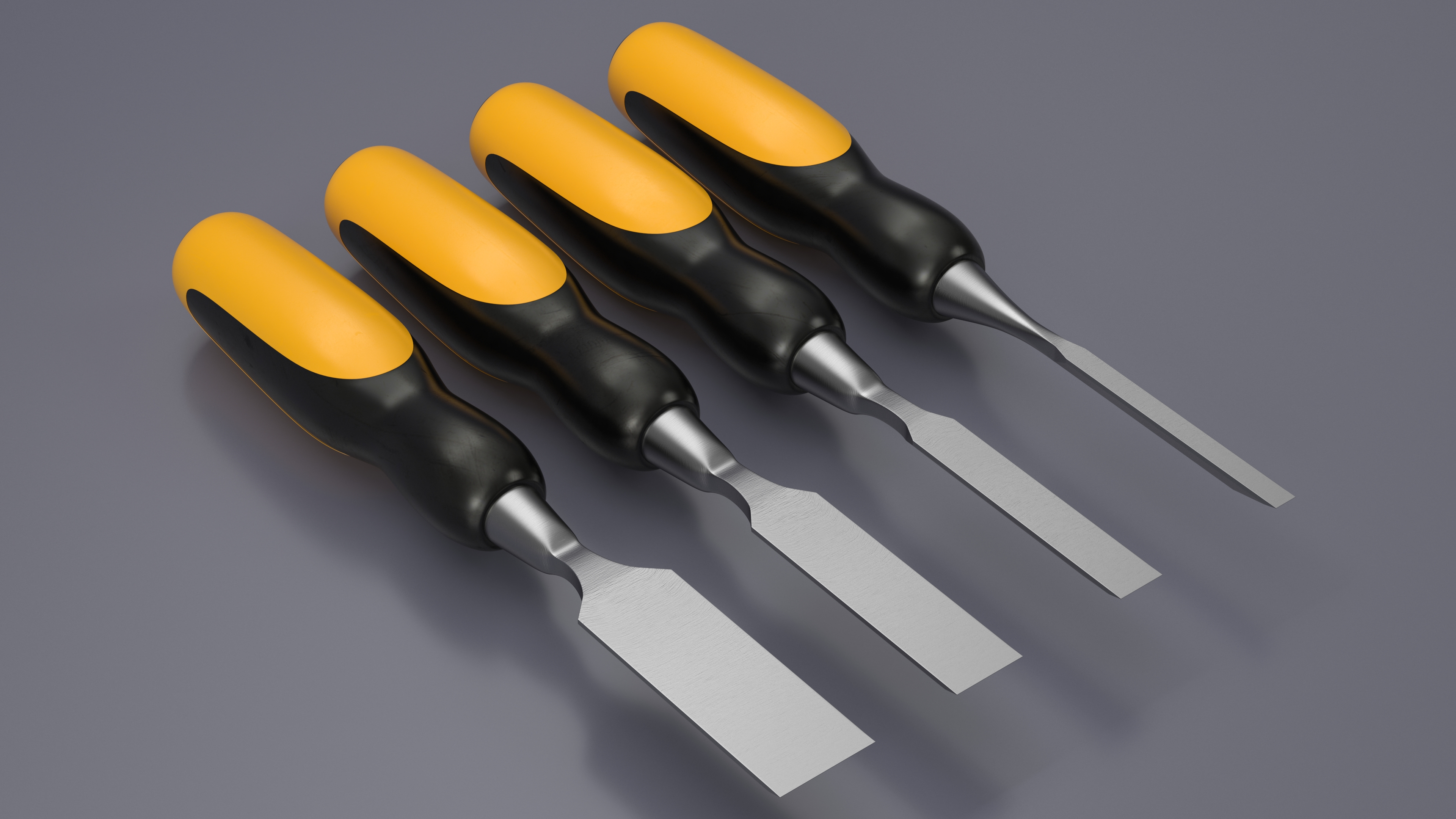 3D Wood Chisel Set 4 piece model