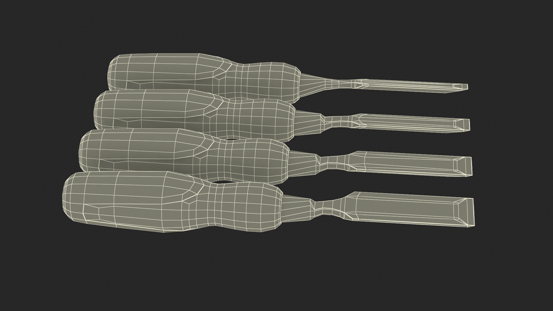 3D Wood Chisel Set 4 piece model