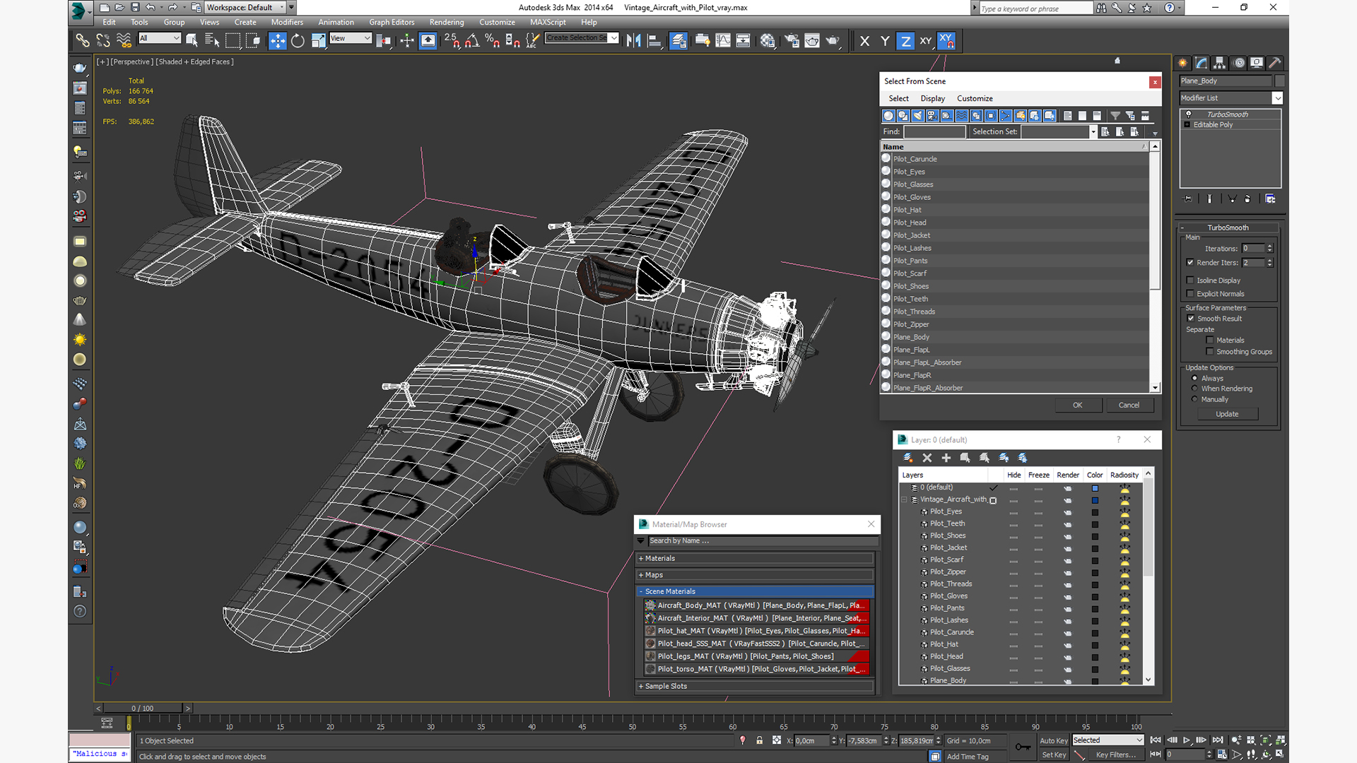 Vintage Aircraft with Pilot 3D