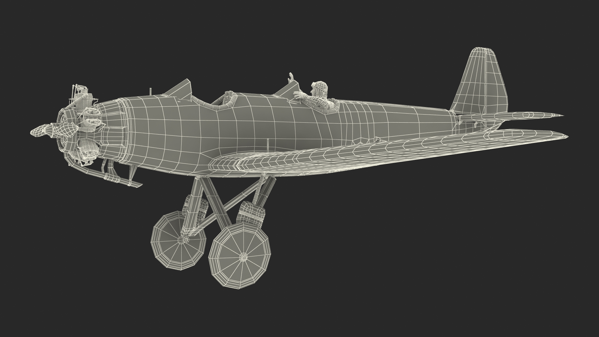 Vintage Aircraft with Pilot 3D