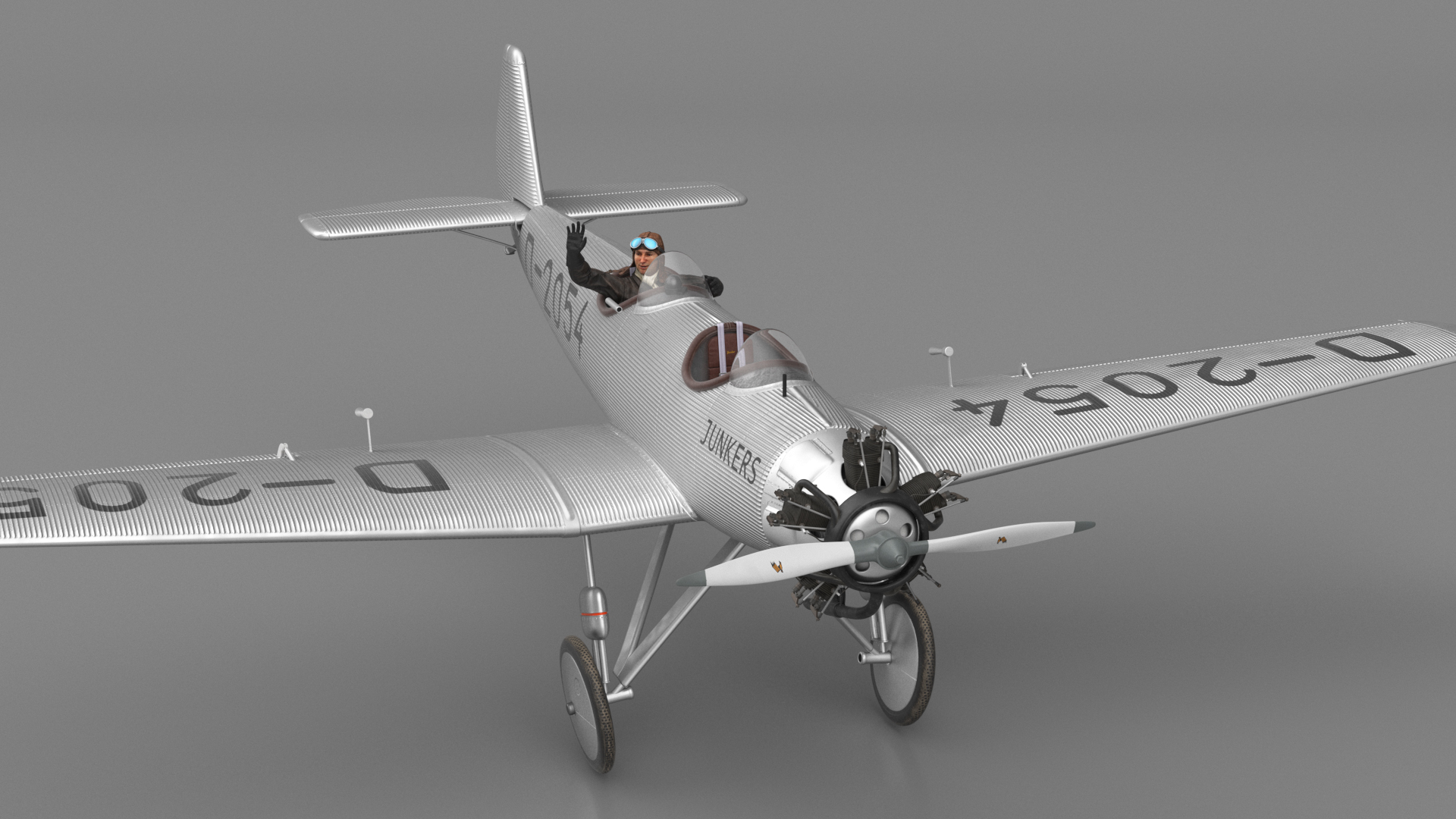 Vintage Aircraft with Pilot 3D