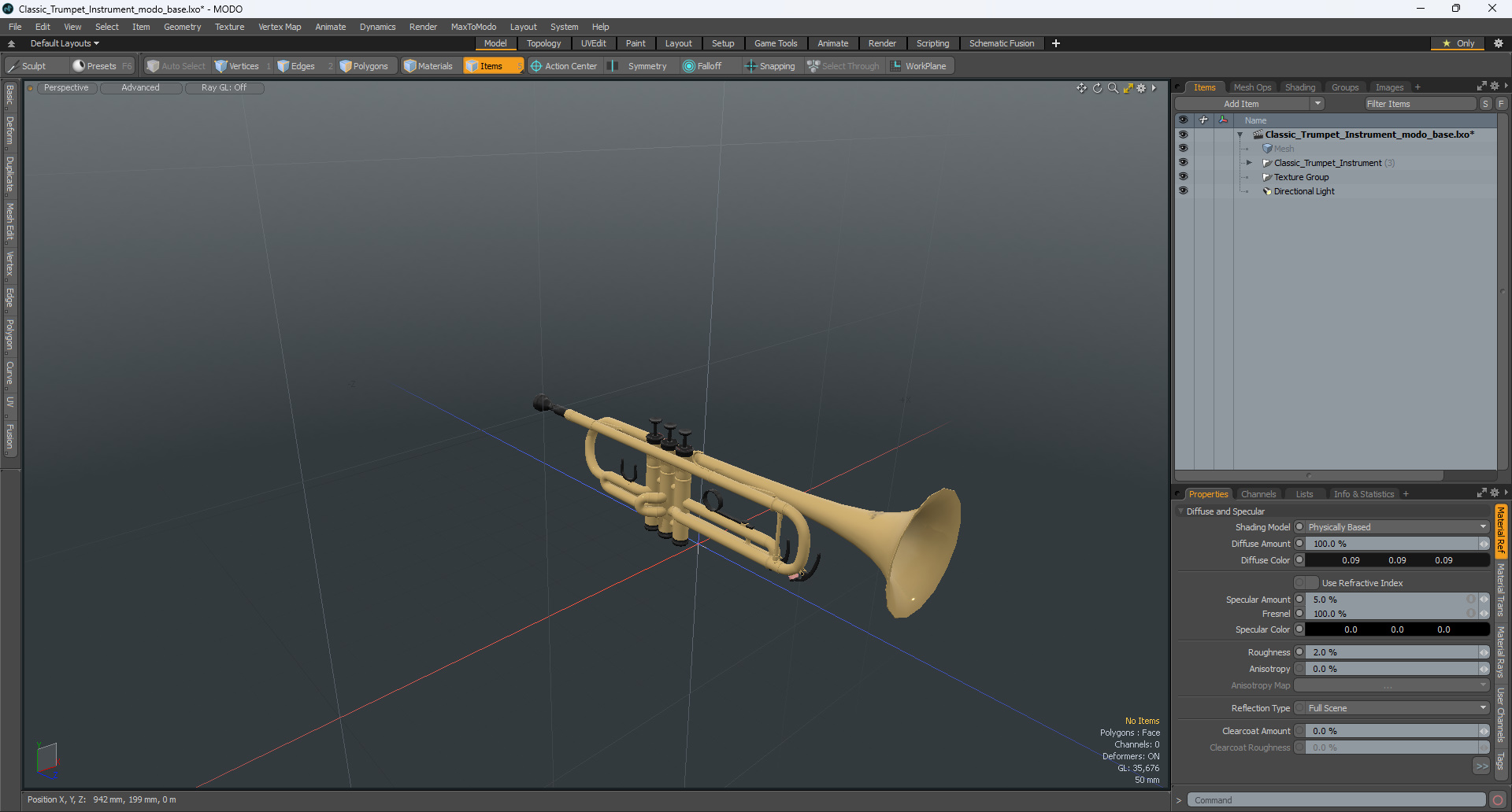 3D Classic Trumpet Instrument