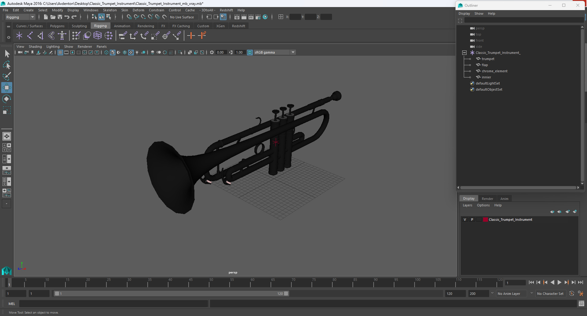 3D Classic Trumpet Instrument